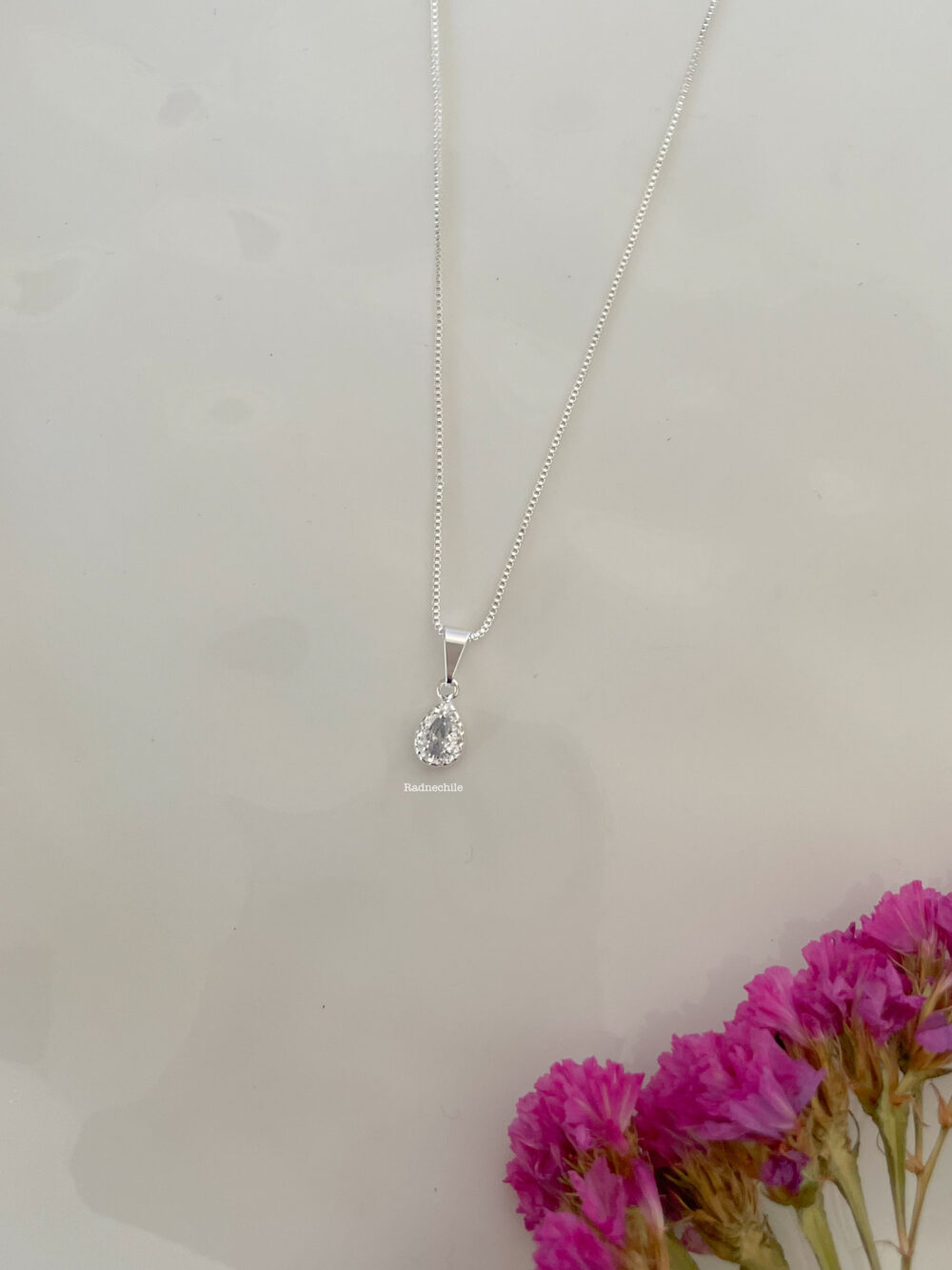 Collar gota circón plata