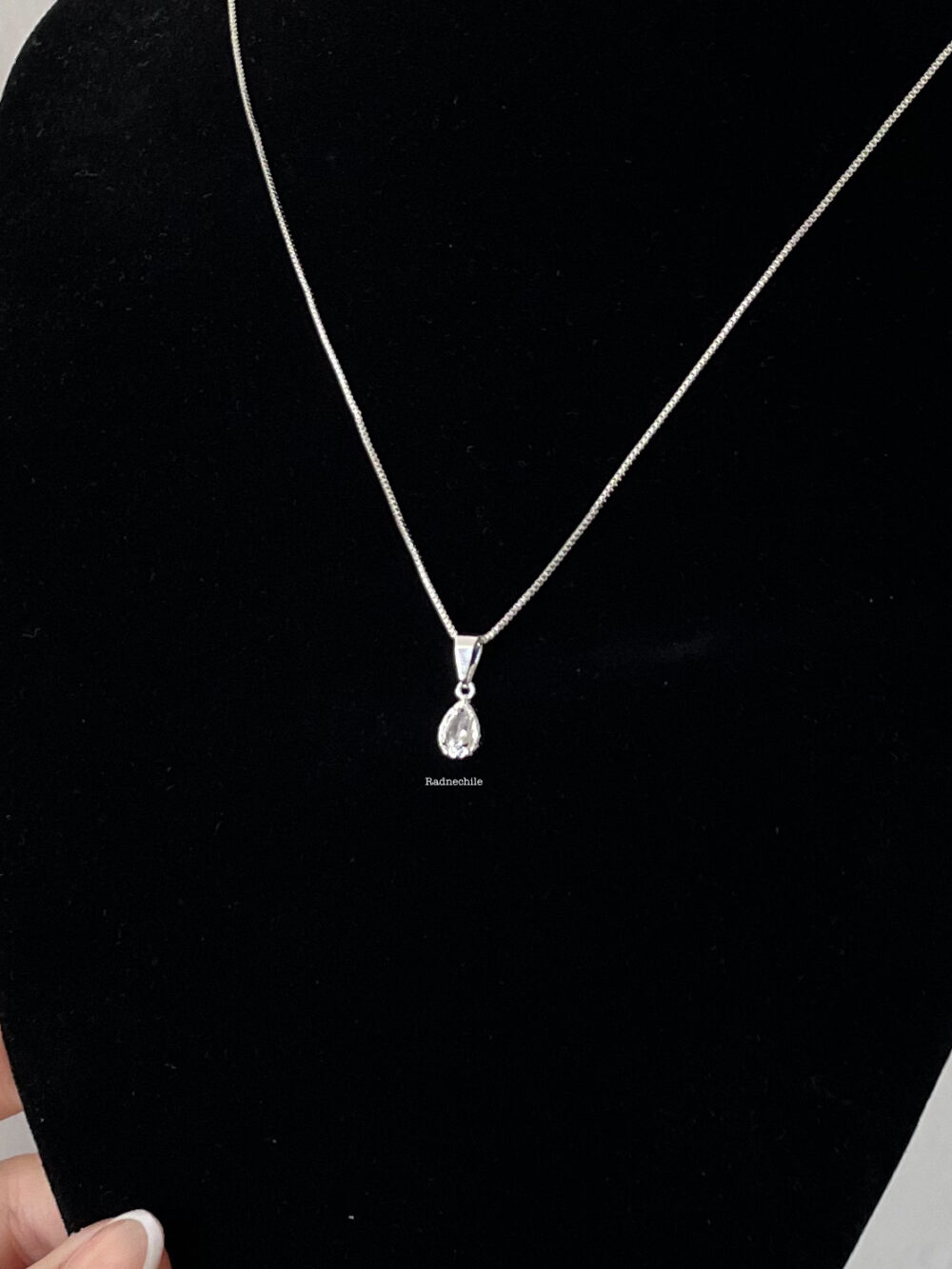 Collar gota circón plata - Imagen 2